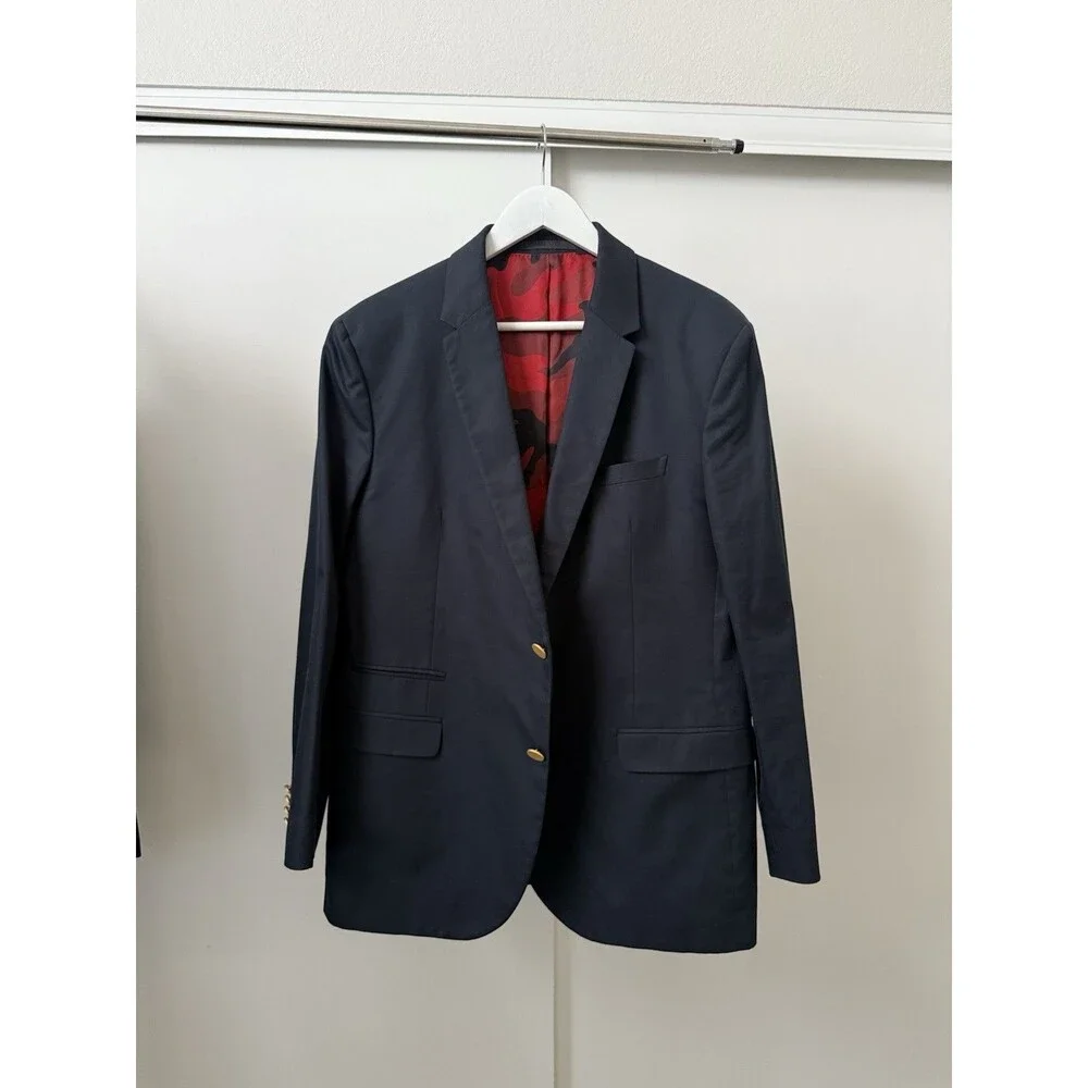 Valentino Navy Gold Button Blazer - 46IT